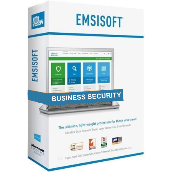 Emsisoft Business Security: Comprehensive protection for businesses with dual-engine virus detection, super-fast scans, and customizable preferences.